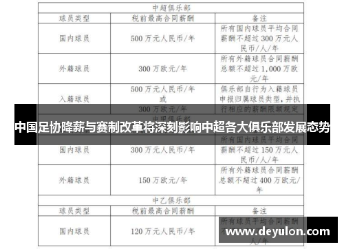 中国足协降薪与赛制改革将深刻影响中超各大俱乐部发展态势